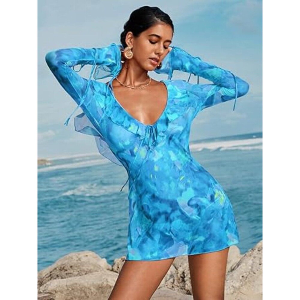 ZAFUL Womens Swimsuit Cover Up Dress Off Shoulder Hollow Coverup Bathing Suit - Picture 5 of 6